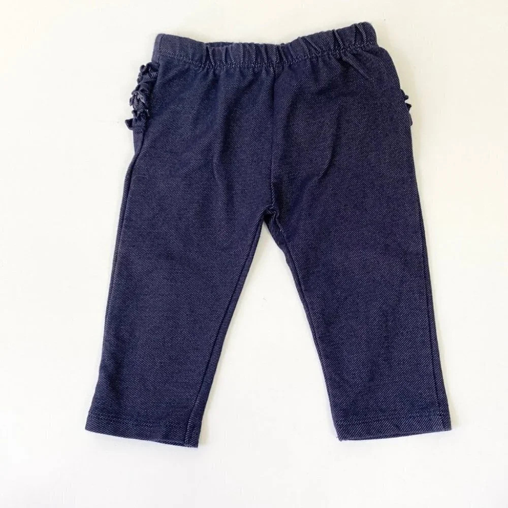The children’s place size 3-6M chambray colored stretch ruffle butt leggings